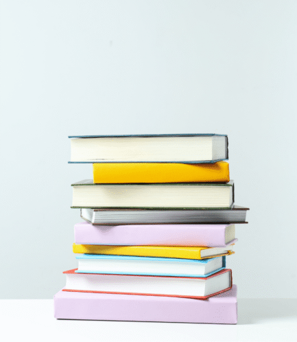 stack of coloured books